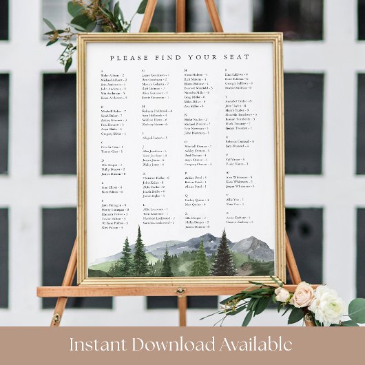 Timberline | Alphabetical Wedding Seating Chart ポスター