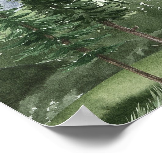 Timberline | Mountain Forest Wedding Welcome Sign ポスター (角)