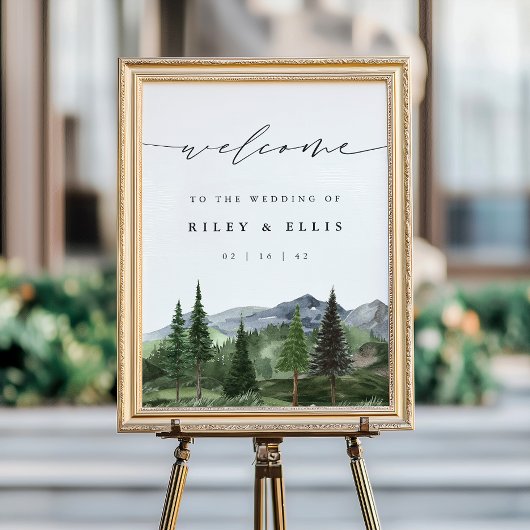 Timberline | Mountain Forest Wedding Welcome Sign ポスター