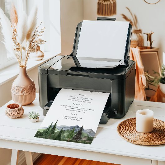 Timberline | Mountain Wedding Bar Menu Sign ポスター