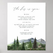 Timberline | Mountain Wedding Bar Menu Sign ポスター (正面)