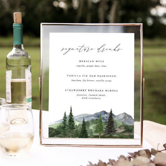 Timberline | Mountain Wedding Signature Drink Sign ポスター