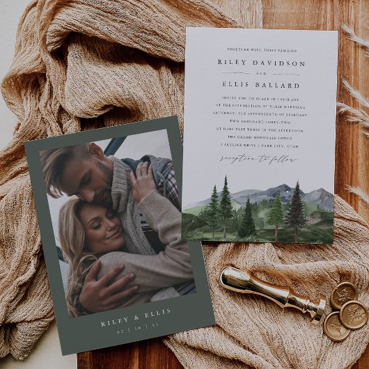 Timberline | Photo Back Forest & Mountain Wedding 招待状