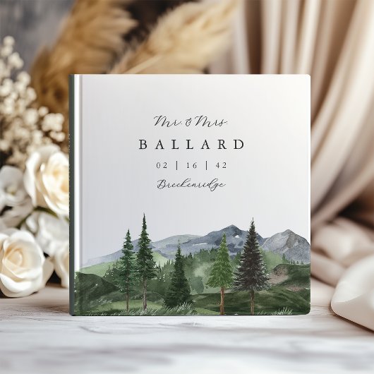 Timberline | Watercolor Mountain Forest Wedding ゲストブック