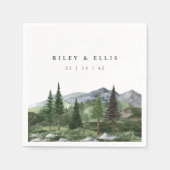 Timberline | Watercolor Mountain Forest Wedding スタンダードカクテルナプキン (正面)