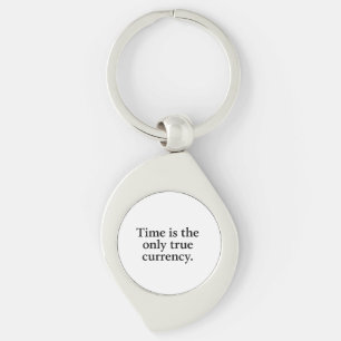 Timeは唯一の真の通貨 – ミニマル引用文 キーホルダー