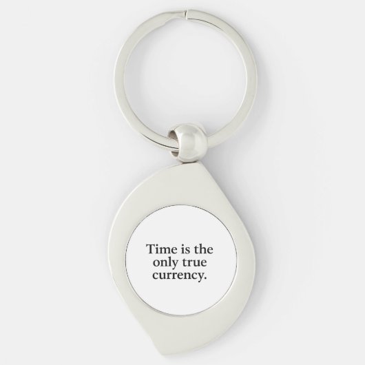 Timeは唯一の真の通貨 – ミニマル引用文 キーホルダー (正面)