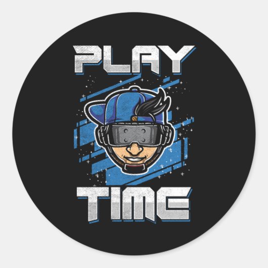 Time 遊 VR Virtual Reality Gamer Gaming Gift ラウンドシール (正面)