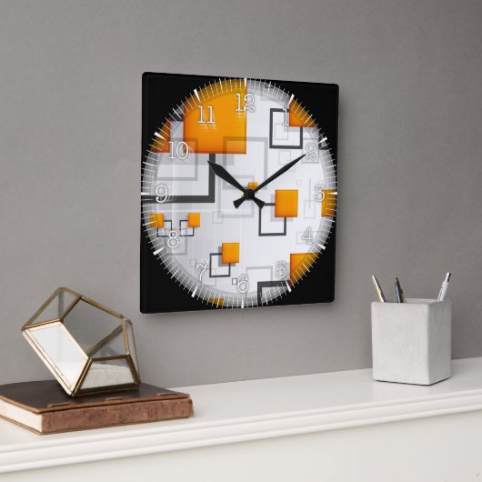 Time and illustrated art on your wall. スクエア壁時計 (オフィス)