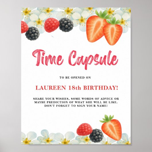 Time Capsule First Birthday Sign Poster ポスター (正面)