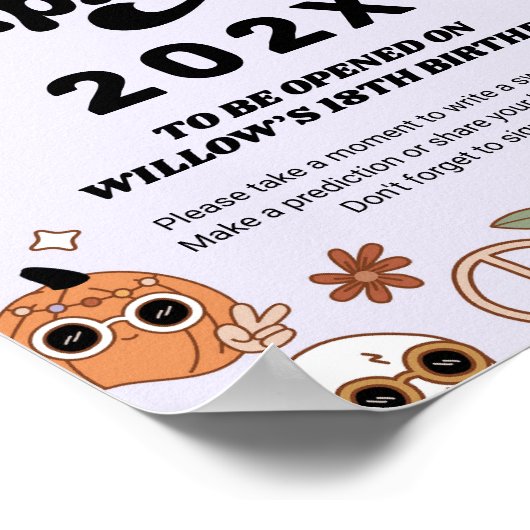 Time Capsule Groovy Spooky Halloween Birthday ポスター (角)