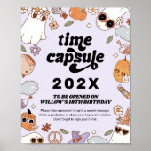 Time Capsule Groovy Spooky Halloween Birthday ポスター (正面)