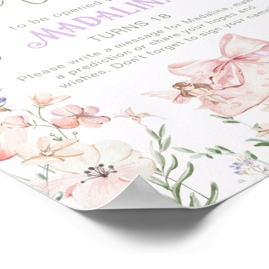 Time Capsule Whimsical garden Fairy First Birthday ポスター (角)