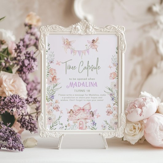 Time Capsule Whimsical garden Fairy First Birthday ポスター