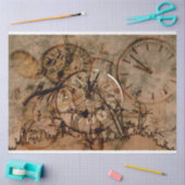 Time Clocksコラージュシティデコページティッシュペーパー 薄葉紙 (クラフト)