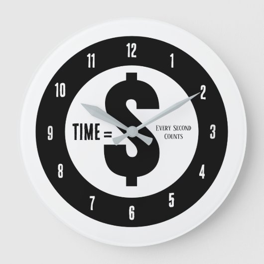 Time = $ Every Second Counts Black and White ラージ壁時計 (正面)