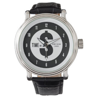 Time = $ Every Second Counts Black and White 腕時計