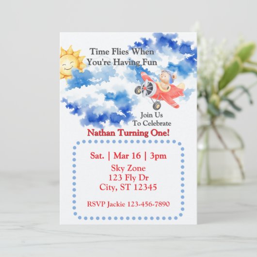 Time Flies, Airplane Bear 1st Birthday 招待状 (スタンド正面)