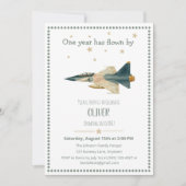 Time Flies fighter jet Airplane Boy First Birthday 招待状 (正面)