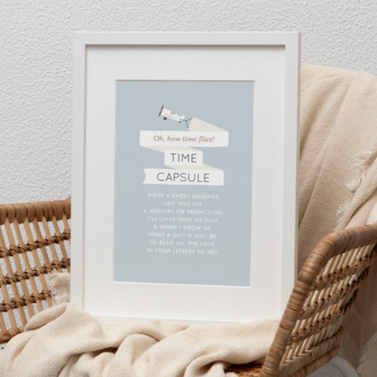 ‘Time Flies’ Vintage Airplane Time Capsule Sign ポスター