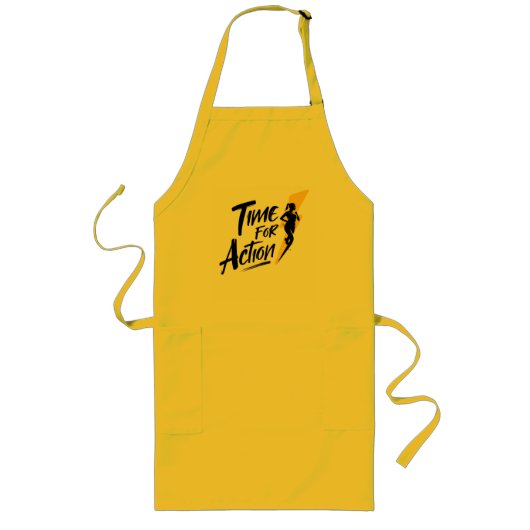 Time for Action Yellow Apron | Motivational Cookin ロングエプロン (正面)
