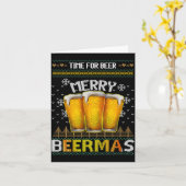 Time For Beer Merry Beermas Funny Christmas Beer L カード (黄色い花)