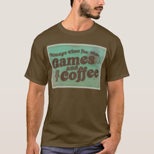Time for Coffee and Gamesおもしろいヴィンテージアートデザイン Tシャツ (正面)