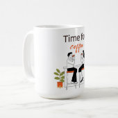 Time for Coffee Cute Couple Illustratio Mug, 15 oz コーヒーマグカップ (正面左)