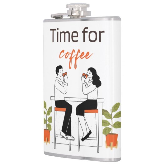 Time for Coffee Cute Couple Illustratio Mug, 15 oz フラスク (左)