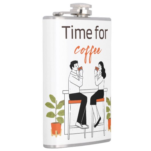 Time for Coffee Cute Couple Illustratio Mug, 15 oz フラスク (右)