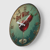 Time for Red Wine Rustic Vineyard ラージ壁時計 (傾斜)