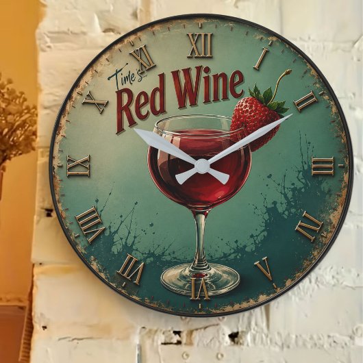 Time for Red Wine Rustic Vineyard ラージ壁時計