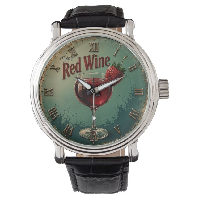 Time for Red Wine  Rustic Vineyard 腕時計 (正面)