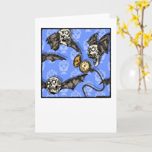 Time For Skull Bats - Pop Goth Nightmare Blank カード (黄色い花)