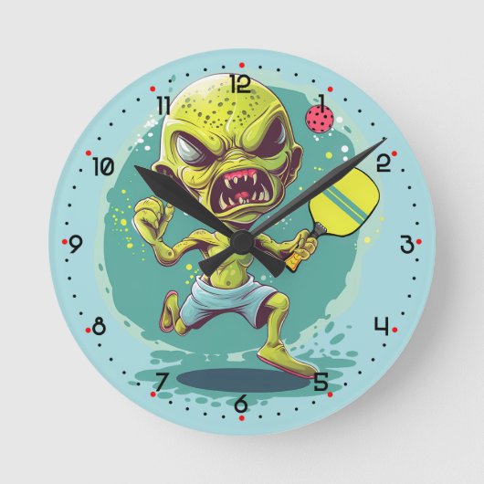 Time for Space Rage Rally Pickleball  ラウンド壁時計 (正面)
