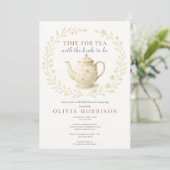 Time for Tea ブライダルシャワーフローラルワイルドフラワー 招待状 (スタンド正面)