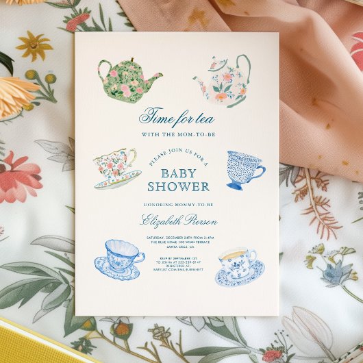 Time for tea Baby Shower 招待状