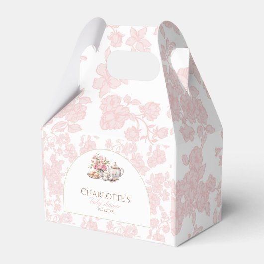 Time for Tea Baby Shower Elegant Tea Party フェイバーボックス (正面サイド)