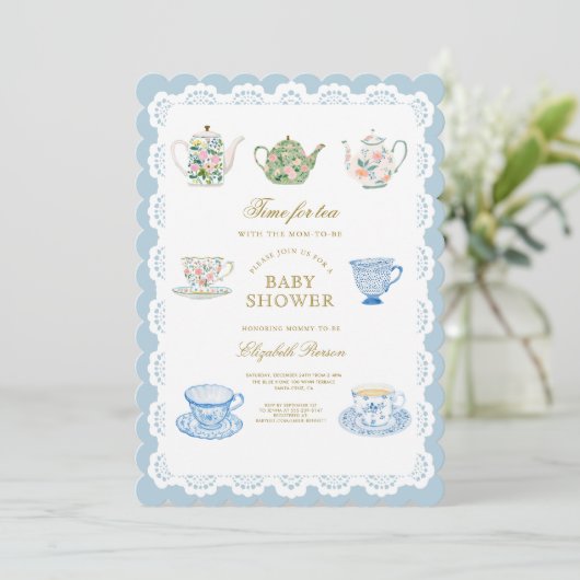 Time for tea Baby Shower Invitation 招待状 (スタンド正面)