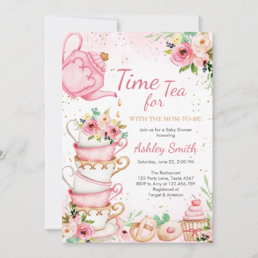 Time for Tea Birthday Party Invitation 招待状 (正面)