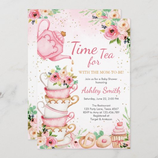 Time for Tea Birthday Party Invitation 招待状 (正面/裏面)