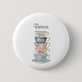 Time for Tea Bridal Shower Favor Name Tag 缶バッジ