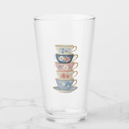 Time for Tea Bridal Shower Glass Tumbler タンブラーグラス (正面)