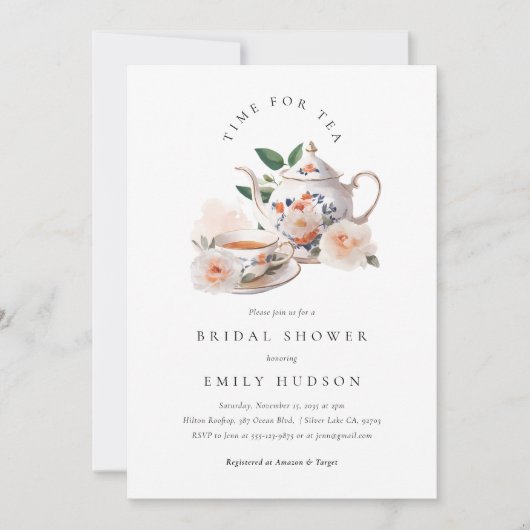 Time for Tea Bridal Shower Invitation 招待状 (正面)