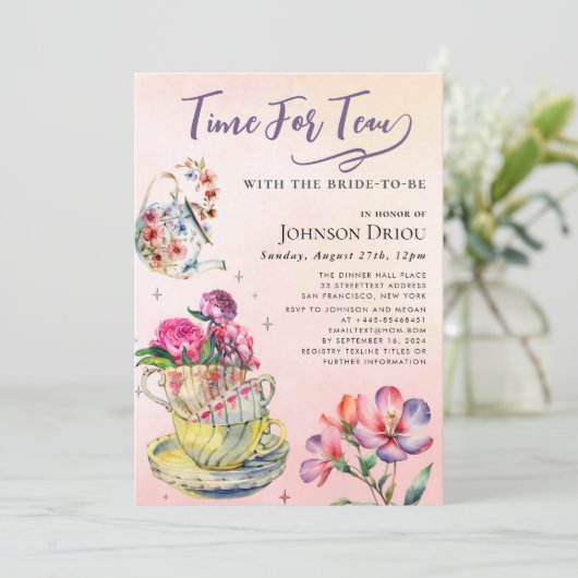 Time For Tea Bridal Shower Party 招待状 (スタンド正面)