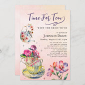 Time For Tea Bridal Shower Party 招待状 (正面/裏面)
