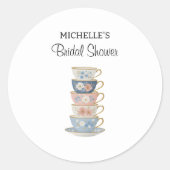Time for Tea Bridal Shower Sticker ラウンドシール (正面)