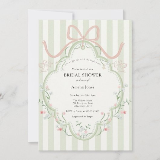 Time for Tea Bridal Shower Wildflower  招待状 (正面)