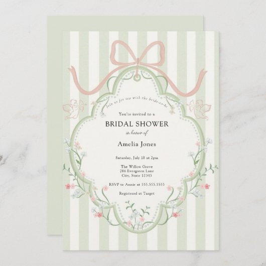 Time for Tea Bridal Shower Wildflower  招待状 (正面/裏面)