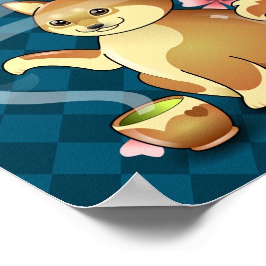 Time for Tea Chibi Shiba Inu Teapot Kanji Poster ポスター (角)